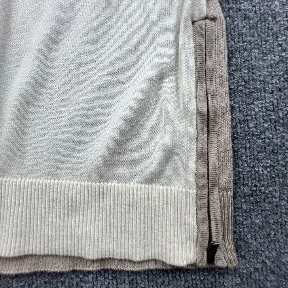 NWT Banana Republic Women's M V-Neck Sweater Cream Taupe Side Zip Hem Pullover - Picture 5 of 9